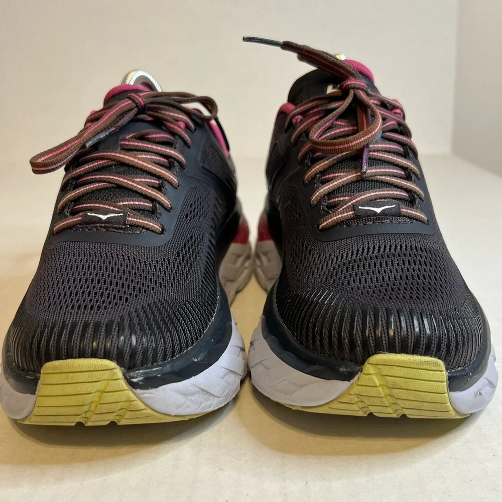 Hoka One One Black and Magenta Sneakers - Picture 3 of 9